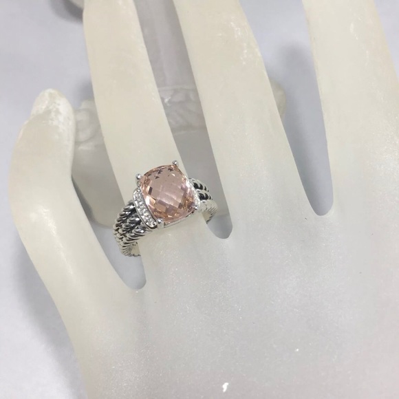 David Yurman Morganite Petite Wheaton Ring Size 7